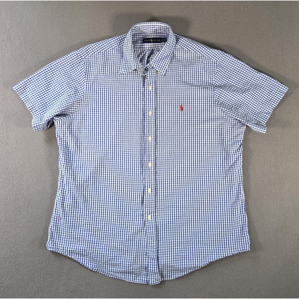 Polo Ralph Lauren Shirt Mens XL Blue Gingham Plaid Button Down Red Pony